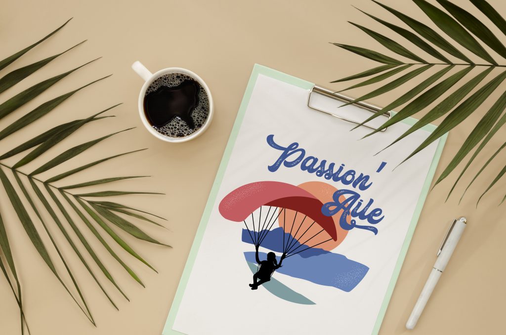 Logo d’une parapentiste à Nouméa